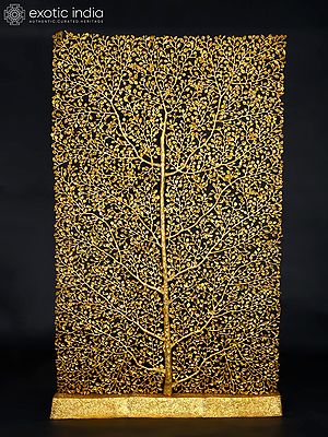 60" Large Rectangular Tree of Life in Brass | Home Decor