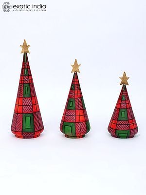 13" Set of Three Christmas Tree Table Decor | Holiday Decor