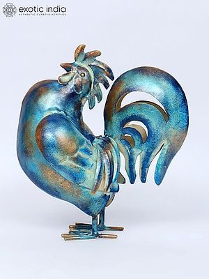 14" Blue Colored Decorative Rooster | Table Decor