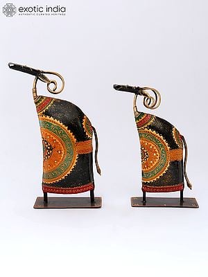 11" Set of Two Tribal Buffaloes | Table Decor