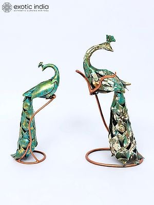 16" Pair of Two Peacocks | Decorative Showpieces