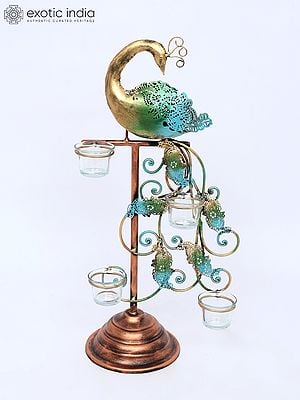 22" Beautiful Peacock with Candle Holders | Home Decor