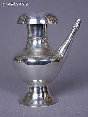 Plain Pure Silver Ritual Pooja Surahi From Nepal | Decorative Item