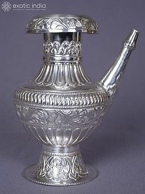 Buddhist Ritual Pure Silver Engraved Surahi | Ritual Item