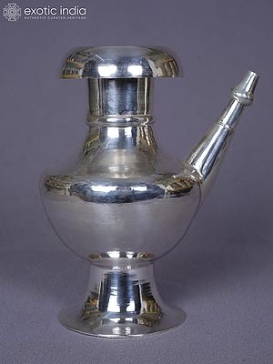 Buddhist Ritual Plain Pure Silver Surahi From Nepal | Decorative Items