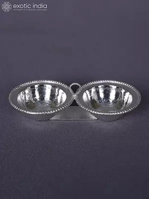 Set Of 2 Pure Silver Ritual Diya For Auspicious Occasion