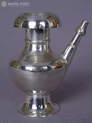 Ritual Plain Pure Silver Surahi (Sada Karuwa) From Nepal | Decorative Items