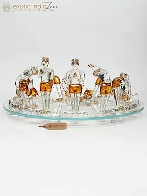 21" The Yogic Circle – 12 Postures of Surya Namaskar | Glass Decorative Item