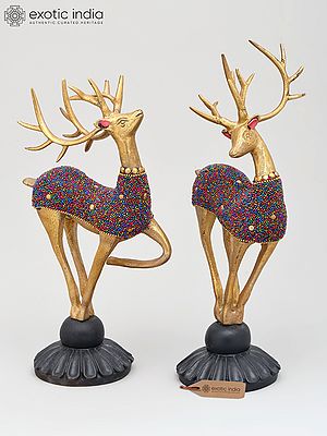 11" Brass Pair of Reindeer | Home Decor