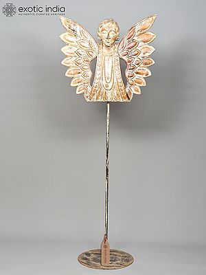 73" Winged Angel on Iran Stand | Home Decor