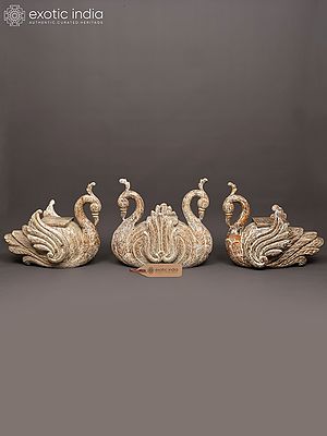 24" Handcrafted Swan Set  with Pedestal on Back