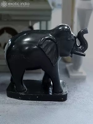 24" Black Elephant | Marble Statue | Exquisite Indian Art