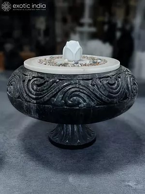 24" Black Marble Fountain | Home Decor | Exquisite Indian Art