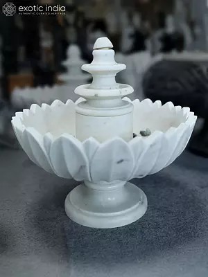 20" Water Fountain | White Marble Sculpture | Exquisite Indian Art