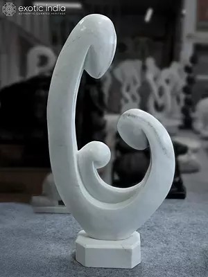 47" Happy Family | Abstract Modern Art | White Marble Sculpture