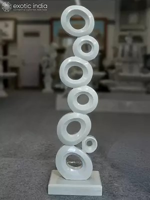 52" Ring Balance | Abstract Modern Art | White Marble Sculpture | Exquisite Indian Art