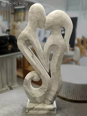 61" The Perfect Couple | White Marble Sculpture | Exquisite Indian Art