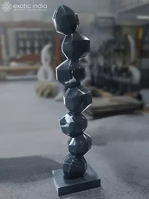59" Abstract Modern Art | Black Marble Sculpture | Exquisite Indian Art