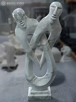 54" Couple | Abstract Modern Art | Marble Statue | Exquisite Indian Art