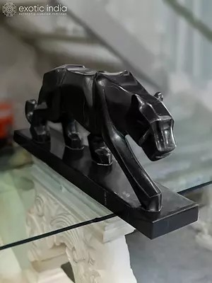 34" Black Panther | Home Decor | Marble Statue | Exquisite Indian Art