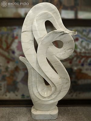 62" Timeless Embrace | Abstract Modern Art | White Marble Statue | Exquisite Indian Art