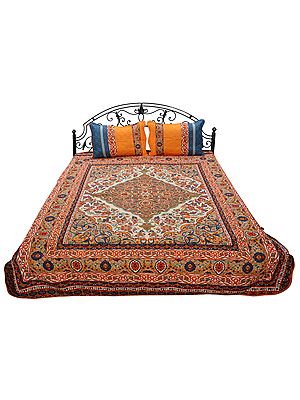 Marigold Kantha Reversible Quilt And Pillow Covers From Jodhpur