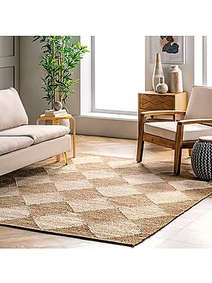 Natural Jute Checkerboard Area Rug - Available in Colors & Sizes