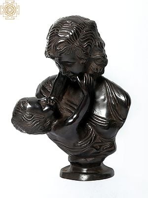 15" Mother and Child Brass Statue | Home Decor