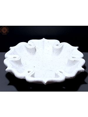 12" Stylish White Marble Urli | Home Decor
