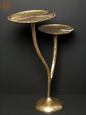 30" Brass Lotus Leaves Stand