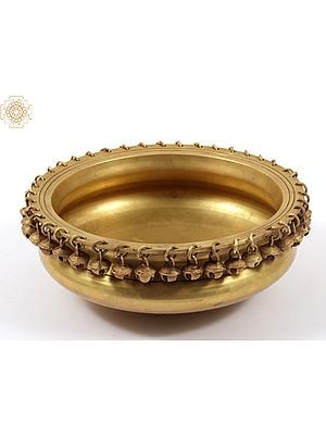 9" Traditional Brass Urli with Ghungroo