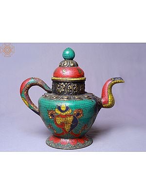12" Copper Kettle with Stone Work  | Made In Nepal