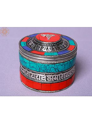 9" Round Jewellery Box with Stone Work | Made In Nepal