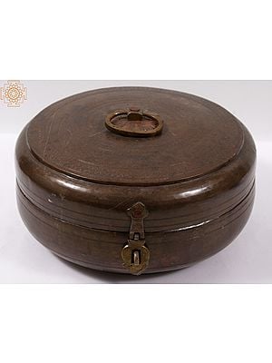 14" Round Brass Box for Home Storage