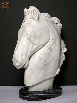 26" Marble Horse Head Figurine | Modern Art Sculpture