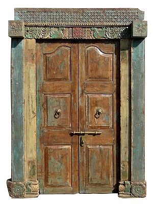 86" Large Wooden Entrance Door | Vintage Indian Door
