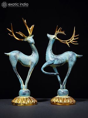 11" Brass Pair of Reindeer | Home Decor