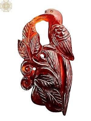 Parrot Figurine in Gomed (Hessonite) Gemstone