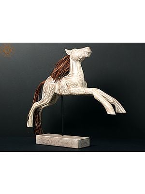 Running Horse Wood Statue