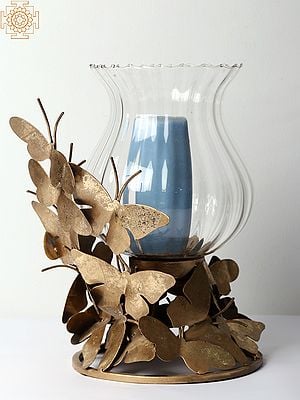 12" Butterfly Design Hurricane Candle Holder