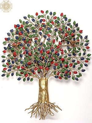 27" Brass Tree with Inlay Work | Wall Hanging