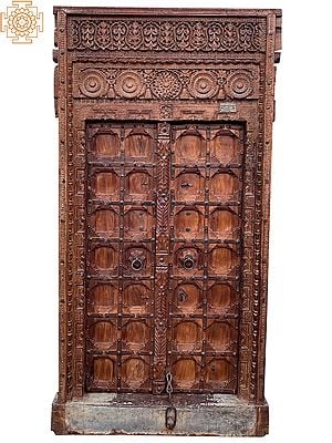 85" Large Architectural Carved Door | Antique Door