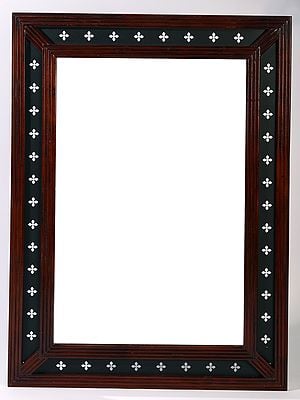 45" Rectangular Shape Wood Framed Mirror Wall Hanging