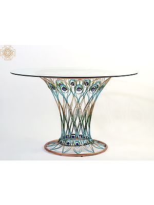 29" Peacock Design Glass Top Tea Table