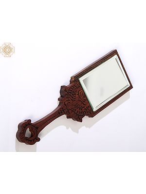 10" Stylish Hand Mirror in Teak Wood
