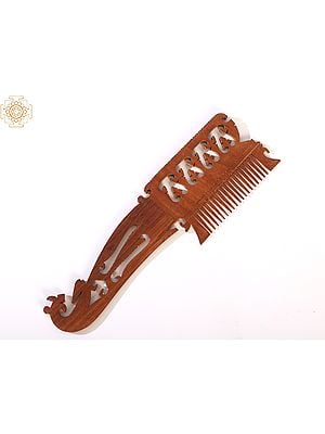 10" Wood Carved Designer Hair Comb