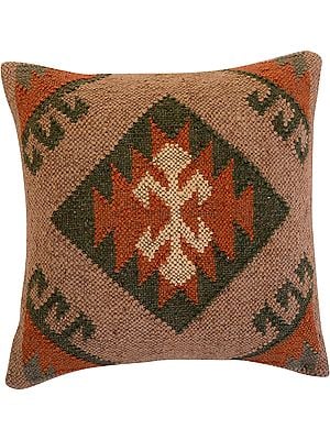 Wool And Jute Mix Set of Four Kilim Pillow Cover