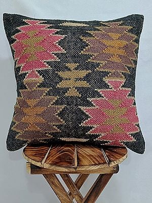 Wool And Jute Mix Set of One Kilim Cushion Cover