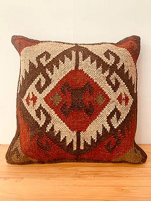 Wool And Jute Mix Kilim Weave Set of One Pillow Cover