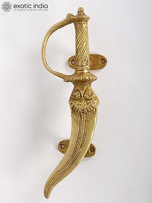 Brass Door Handle with Dagger Motif